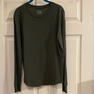 Time and Tru Men's Long-Sleeve Waffle Knit Tee - Olive